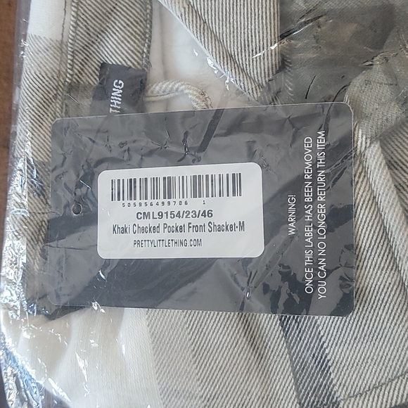 Khaki Checked Pocket Front Shacket - Picture 5 of 5